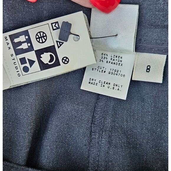 Vintage Max Studio Shorts Womens Size 8 Black Linen Spandex Knee Length Bermudas - Picture 6 of 12